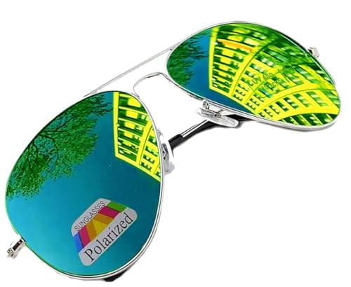 Image of MFAZ Morefaz Ltd Vintage Retro Original Pilot Mirrored Mirror lens Polarized Sunglasses Glasses Air Force Unisex Vintage lens UV400 (Green Mirrored)