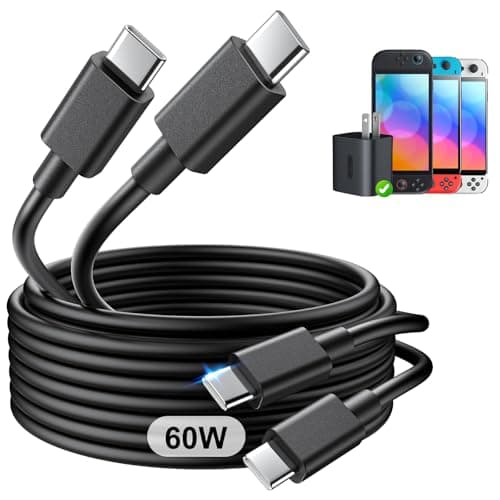 Image of 2-Pack Fast Charging Cable for Nintendo Switch 2 & Original Adapter,5FT 60W USB-C Charger,[𝐀𝐂 𝐀𝐝𝐚𝐩𝐭𝐞𝐫 𝐑𝐞𝐩𝐥𝐚𝐜𝐞𝐦𝐞𝐧𝐭 𝐂𝐨𝐫𝐝]Accessories for Switch 2/Official Adapter/Type-C Devices