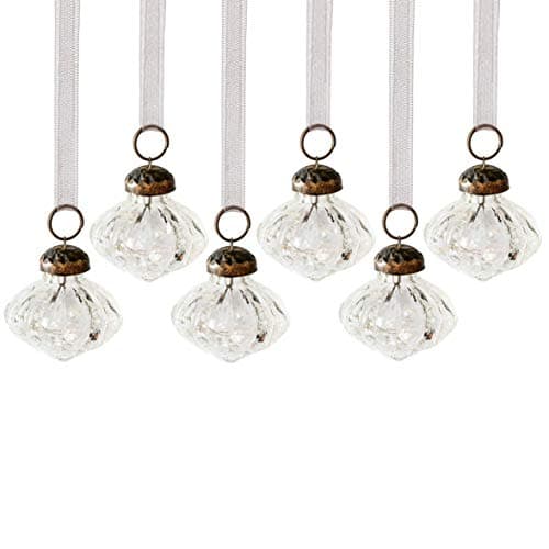 Image of Aurora Christmas Set of 6 Glass Lantern Christmas Baubles, 1"