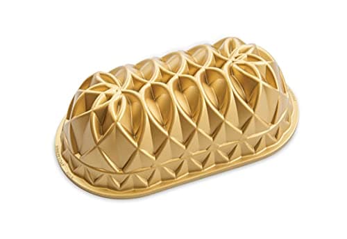 Image of Nordic Ware 82677 Jubilee Loaf Cast Aluminium Cake Tin, Non-Stick Pan, Colour: Gold