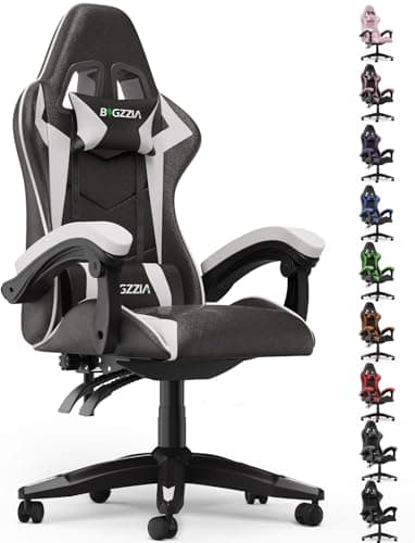 Image of Racingreat Ergonomic Gaming Chair with Adjustable Height, Reclining Feature, Headrest, and Lumbar Support for Adults (Basics, Black/White)