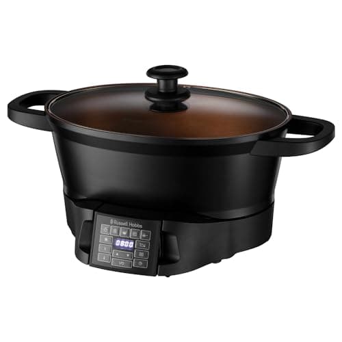 Image of Russell Hobbs Good-to-Go 6.5L Electric Multicooker - 8 Digital functions inc Sear, Slow Cook, Steam, Boil, Keep warm & Roast, Cast aluminium housing, Glass lid, Dishwasher safe parts, 750W, 28270