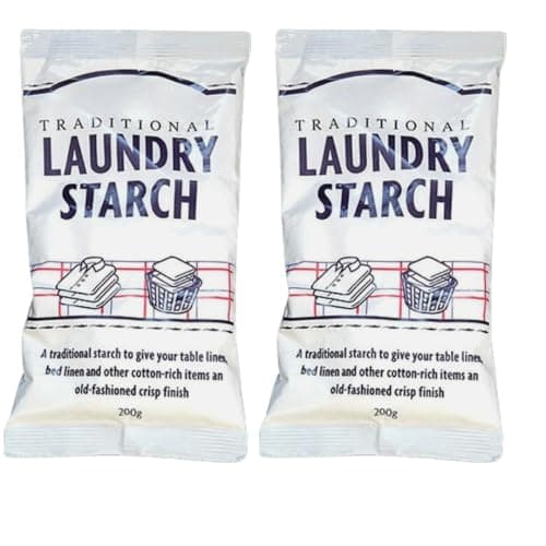 Image of Traditional Laundry Starch Sachets 200g Powdered Cold/Hot Water Starch for Crisp Finish Natural, Vegan Ideal for Shirts, Linen, Napkins, Bed Sheets (2)