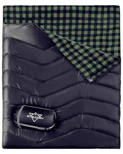 Image of ETGLCOZY Double Sleeping Bag Flannel for Adults, XL Queen Size 2 Person Sleeping Bags for All Seasons Couples Family Camping Hiking Backpacking and Outdoors, Waterproof, Lightweight