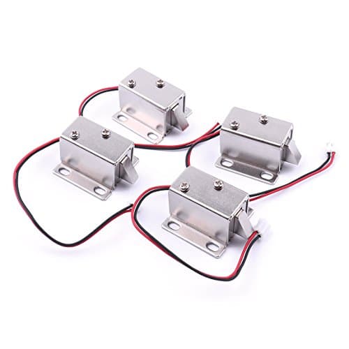 Image of ATOPLEE Electromagnetic Solenoid Lock,4pcs Mini DC 12V 0.43A Door Drawer Tongue Down Slim Design Assembly Magnetic Lock for Cabinet Door Drawer,27X29X18mm