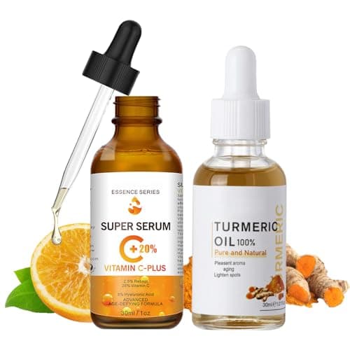 Image of Vitamin C & Turmeric Face Serum For Aging & Wrinkles - Oil With 20% Vitamin C, Improves Dark Spots & Fine Lines, Moisturizing Skin Care Formula