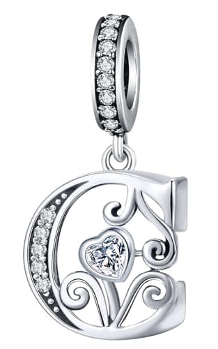 Image of S925 Sterling Silver Letter Charm Fit for Pandora Charms Bracelet Alphabet Initial Dangle Charms Jewelry Gifts for Women C