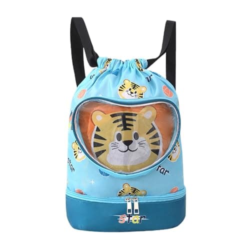 Image of Kids Swimming Bag - Beach Drawstring | Lightweight Swimming Pool | BOSA Swimming Bag with Dry and Wet Separation, Large Capacity Backpack, Storage Bag, tiger, Fare riferimento alla descrizione, Please