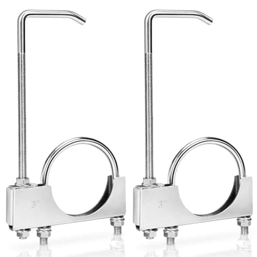 Image of 2 Pack Universal Exhaust Clamp with Hanger, Upgrade Exhaust System Hanger fit 2.5-3 Inch(6.35 cm-7.62 cm) Exhaust Pipe, Adjustable Heavy Duty Muffler Hangers Tool for Most Car Turck