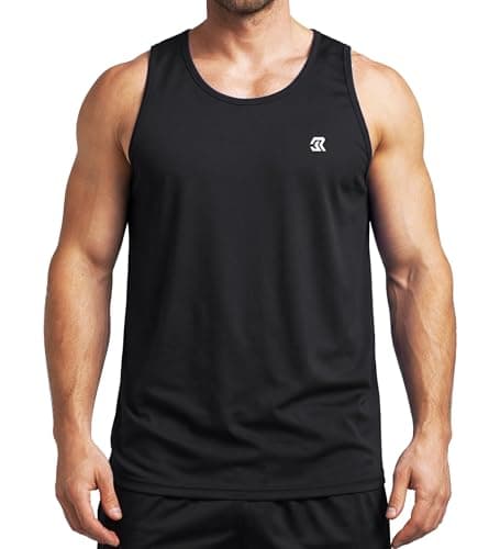 Image of Men Wide Shoulder Tank Top Sleeveless Flat Hem Design Comfortable Breathable for Gym Training Sports Casual and Daily Wear Black M