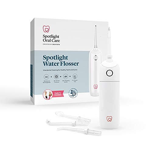 Image of Spotlight Oral Care Water Flosser | Gently Removes Plaque & Bacteria from Between Teeth | 3 Operating Modes | Includes 4 Specialized Tips