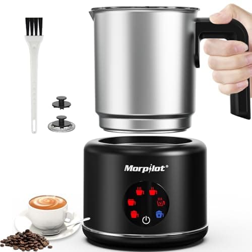 Image of Milk Frother Electric 6 in 1 - Morpilot Automatic Milk Frothers 500ML Large Capacity Milk Steamer Stainless Steel Hot Chocolate Maker Milk Warmer and Foamer for Coffee Latte (Black)