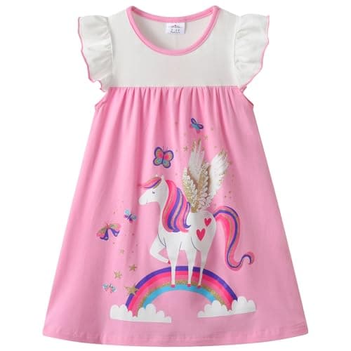 Image of VIKITA Little Girls Cartoon Stripe Long Sleeve T-Shirt Dresses Sh5824 4-5Y