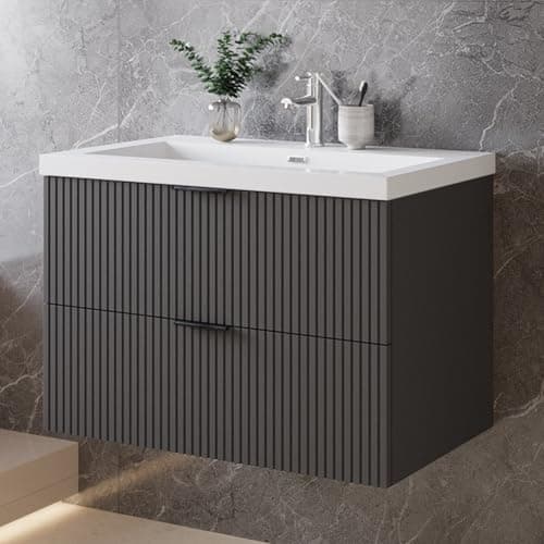 Image of Skybathroom 800mm Wall Hung Bathroom Vanity Unit with Basin 2 Soft-close Drawers Storage Cabinet