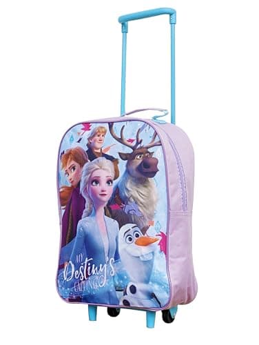 Image of trolleys Frozen Kids Cabin Bag Suitcase - Lightweight with Wheels & Telescopic Handle - Ideal for Short Breaks, Holidays, Sleepovers, School Trips