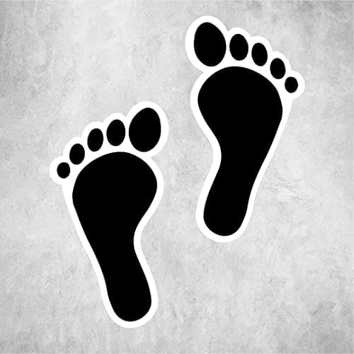 Image of 250mm x 130mm (10 pairs) BLACK Footprint floor markers stickers with TUFF R10 ANTI SLIP RATED COVERING -