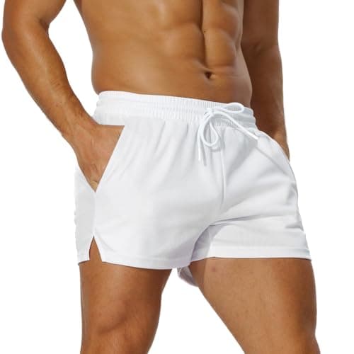 Image of AIMPACT Gym Shorts Men 3 Inch Quick Dry Sport Shorts for Men Breathable Mesh Athletic Workout Training Fitness Running Shorts (White-L)