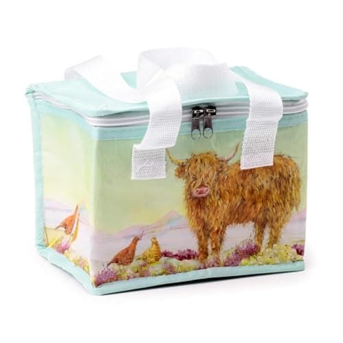 Image of Puckator Cool Lunch Bag Jan Pashley Highland Coo Cow Design Made Out of Recycled Plastic Bottles -Insulated Lunch Bag for Women Men Children - Lunch Box Bag for Work & School Beach Picnic Accessories