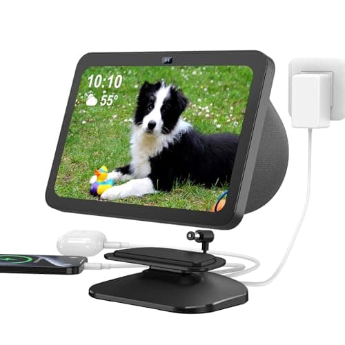 Image of PlusAcc Stand for Show 8 3rd gen - with USB-C/A two Charging Port for iPhone/Airpods/Adjustable Base Station for all Phone & Earphone & Show 8 (only for 3rd Gen) (Black)