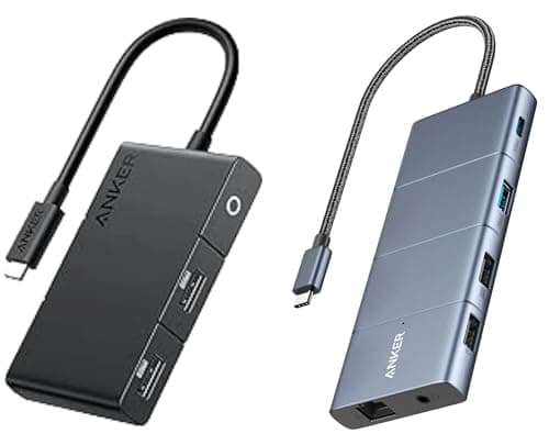 Image of Anker USB C Hub, 11-in-1 Docking Station Dual Monitor, 10 Gbps USB-C and USB-A Data Ports & USBC Hub (5-in-1, 4K HDMI) with 100W Power Delivery