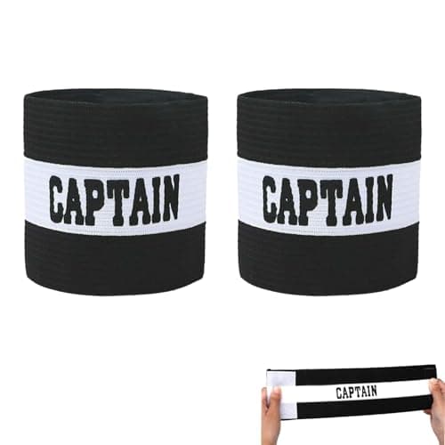 Image of 2 Pcs Captains Armband,Captain Armband Football,Elastic Kids Captain Armbands Junior Footballs Set Adjustable Classic Black White Color Scheme Adults Sports Arm-Bands Kits for Soccer,Rugby,Basketball
