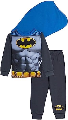 Image of BATMAN Kids Novelty Pyjamas With Cape, Dress Up Costume, Ages 2 to 8 Years Old (3-4 Years) Grey