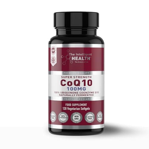 Image of The Intelligent Health CoQ10 Supplement, Fermented Coenzyme Q10 Ubiquinone for Women & Men, Easy to Swallow 100mg 120 Vegetarian Softgels