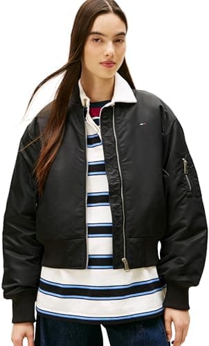 Image of Tommy Jeans Women's Tjw Essential Bomber Jacket Dw0Dw22046, Black (Black), S