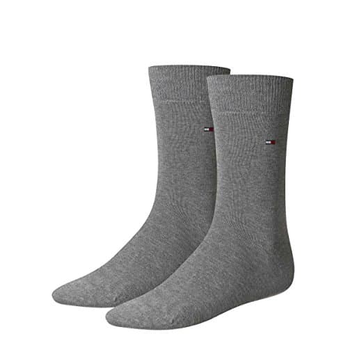 Image of Tommy Hilfiger Men's Classic 2P Calf Socks, Middle Grey Melange, Size 43
