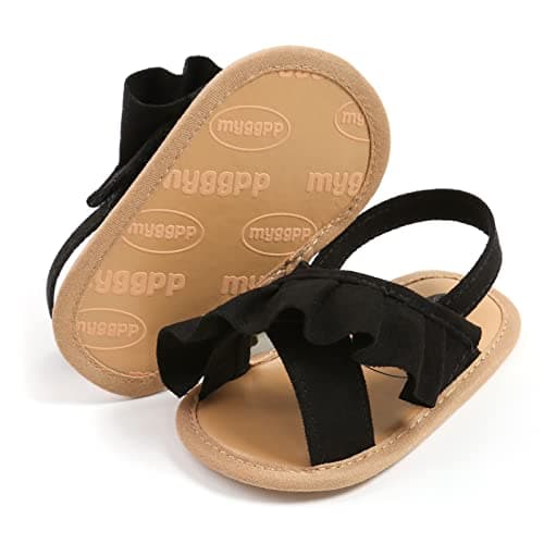 Image of RVROVIC Baby Boys Girls Sandals Premium Soft Anti-Slip Rubber Sole Infant Summer Outdoor Shoes Toddler First Walkers(6-12 Months,4-Black)