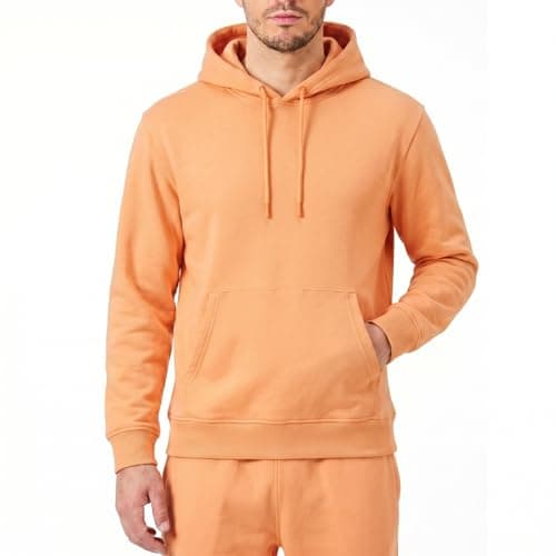 Image of RIPT Men's Fleece Pullover Hoodie Soft Hooded Sweat Top with Pockets and Drawstrings Long Sleeves Casual Sweatshirt for Gym & Loungewear (Orange, XXL)