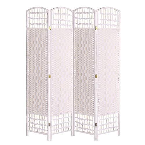 Image of INMOZATA 4 Panel Room Dividers Free Standing Hand Made Wicker Folding Screens and Room Dividers Room Divider Screen for Office Bedroom Living Room