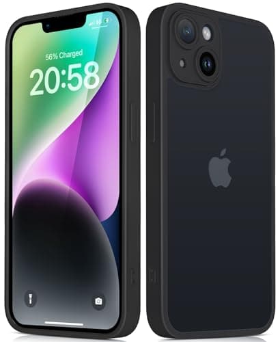 Image of Mootobo for iPhone 14 Case 6.1 inch, Matte Shockproof Bumper Phone Cover, Military-Grade Protection 360°Full Body Frosted Translucent Back Anti-Fingerprint Phone Case for iPhone 14 (Black)