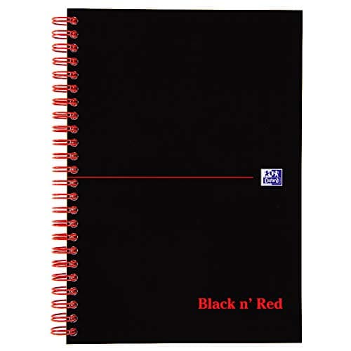 Image of Oxford Black n' Red A5 Flexible Card Cover Wirebound Notebook Ruled 100 Page Black Scribzee-enabled
