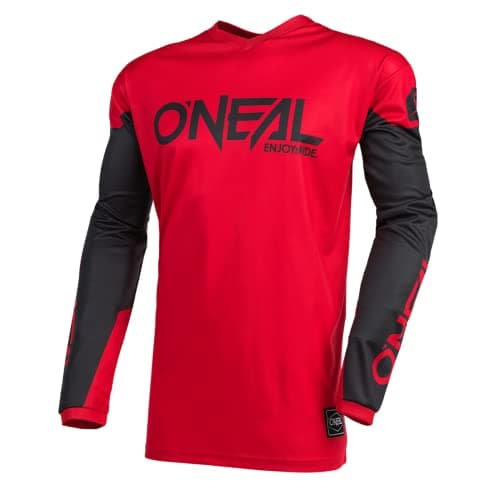 Image of O'NEAL | Motorcycle-Jersey | Enduro Motocross | Breathable Fabric, Padded Elbow Protection, fit for Maximum Freedom of Movement | Jersey Element Threat | Adult | Black Red | Size L