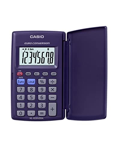 Image of Casio HL-820VER, 8 Digit Pocket Calculator With Euro Conversion,Blue