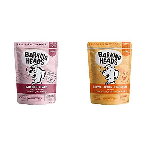 Image of Barking Heads Wet Dog Food for Senior Dogs, Grain-Free Recipe with Optimal Protein and Fat Levels for Senior Dogs & Wet Dog Food - Bowl Lickin' Chicken - Run Chicken with No Artificial Flavours