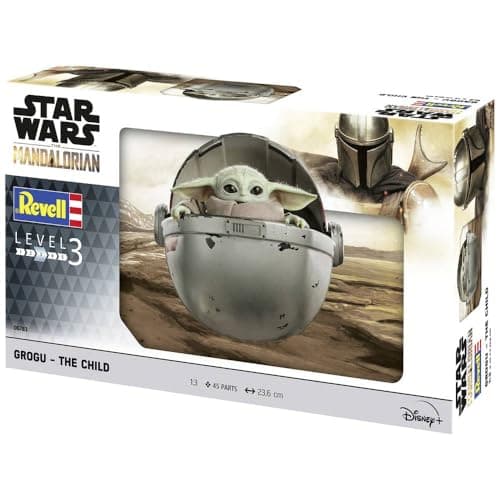 Image of Revell 06783 Star Wars: The Mandalorian Grogu™ - The Child 1:3 Scale Unbuilt/Unpainted Plastic Model Kit with Variable-Height Display Stand