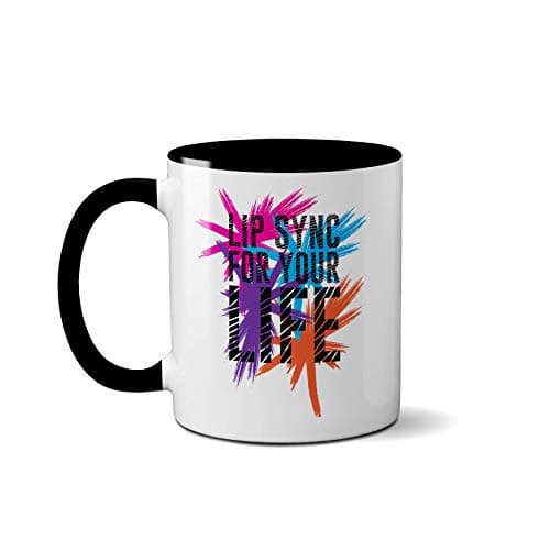 Image of SMARTYPANTS Lip Sync for Your Life Mug - TV Drag Race Queen Ceramic Hot Cold Drinks Cup Gift (Black Handle Prime)