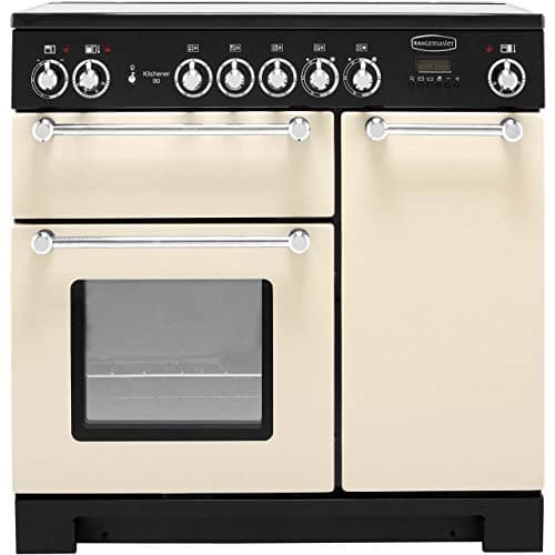 Image of Rangemaster Kitchener KCH90ECCR/C 90cm Electric Range Cooker with Ceramic Hob - Cream/Chrome. Plenty Of Cooking Space and Easy To Clean