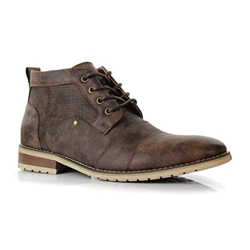 Image of Ferro Aldo Men's Ankle Boots | Lace-Up Cap Toe Chukka Style Dress Boot | Casual Fashion for Work, 1. Chestnut Brown, 9 UK