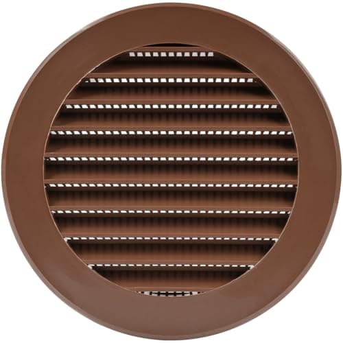 Image of Vent Systems 100 mm / 4" Inch Round Soffit Vent Cover - Brown Louvered Plastic Grill Cover - Vent Grille with Protective Screen - HVAC, Ducting, Pipe Air Supply Vents for Bathroom, Kitchen