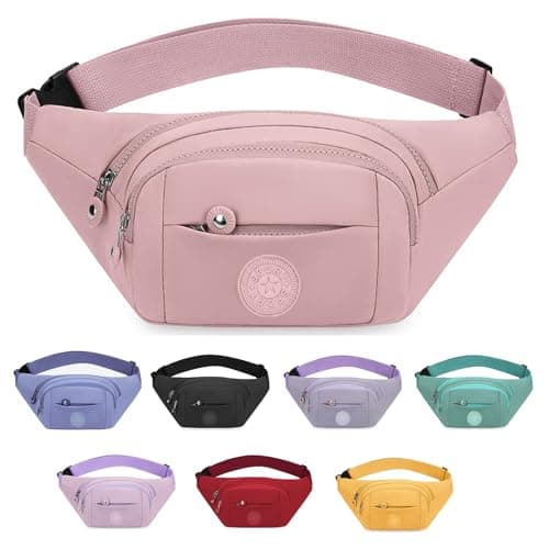 Image of Mayoii Bumbags for Ladies, Fanny Pack for Women Men with Adjustable Belt, 2-Zipper Pockets, Large Capacity, Lightweight Waist Bag Suitable for Daily Use (C-Pink)