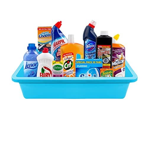 Image of simpa Sky Blue Large Plastic Rectangular Deep Multipurpose Household Tray - 13cm (H) x 64cm (L) x 49cm (W)