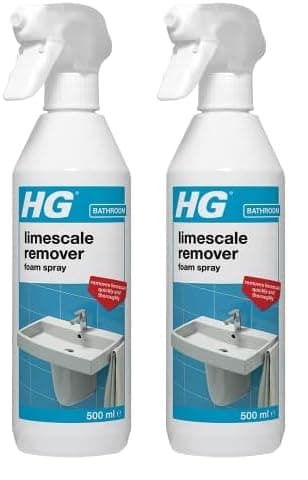 Image of HG Limescale Remover Foam Spray, Professional Grade Limescale Remover, Bathroom Descaler, Removes Stains & Deposits from Shower Heads, Taps, Baths & Screens (500ml) - 218050106 (Pack of 2)