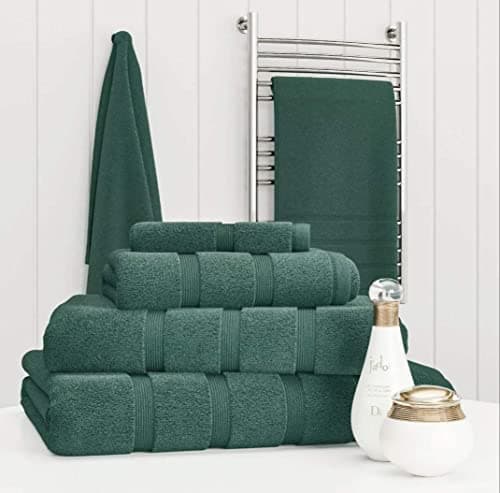 Image of Z Fashion Luxury Towel Set 100% Cotton 4 Piece Towel Set Hand Towel Bath Towel Bale 500 GSM Bathroom towels 4 Piece Sets. (Forest Green)