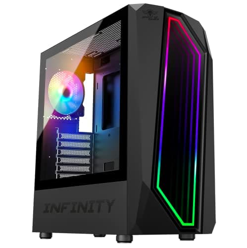 Image of Spirit Of Gamer - INFINITY ARTIC | Black Gaming PC Case | RGB Medium Empty Tower with Tempered Glass Sidewall | ATX, mATX, ITX Compatible | 2 x 120 mm PC Fans including 1 ARGB