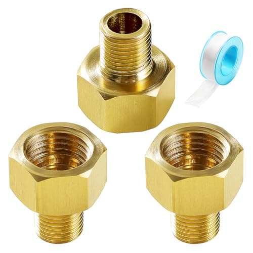 Image of Lyeteung 3 PCS G1/4 Female to G1/8 Male Brass Thread Fitting Reducer, Hex Bushing Adapter, Brass Pipe Fitting Reducer Adapter, with Plumbers Tape, for Pipe Connection