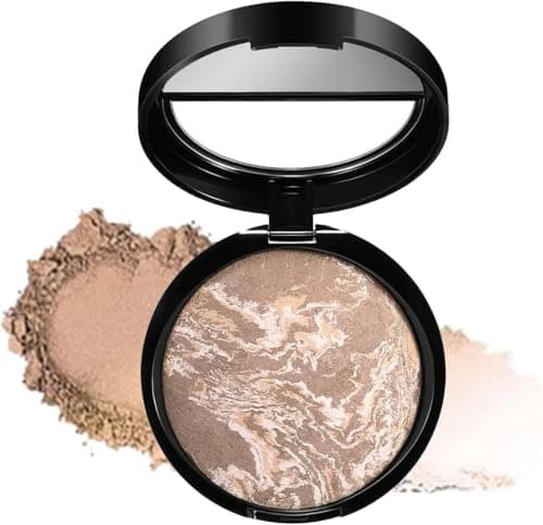 Image of Baked Foundation for Mature Skin, Mineral Powder Foundation, Shimmer Brick Pressed Bronzer, Buildable Light to Medium Illuminating Powder, Lasting Oil-Control Full Coverage Make Up (#5)