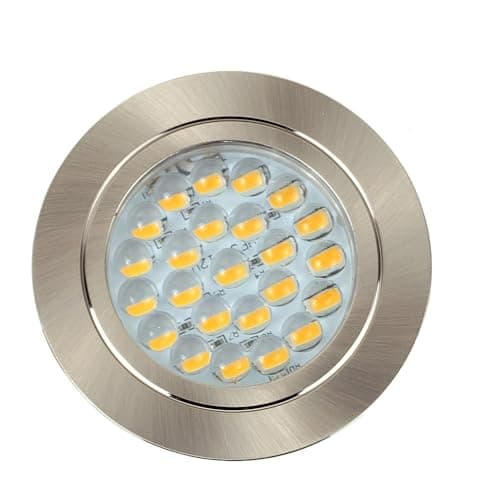 Image of MiniSun | Modern Brushed Chrome 12V LED Caravan/Boat/Cabin Downlights | Lighting, Home Décor & Improvement Essential | Includes Bulb [6000K Cool White] | Mains Wired